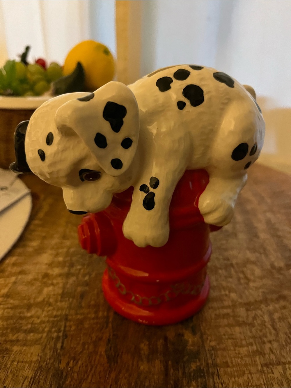 White & Black Dalmatian Dog Toy on Red Fire Hydrant - Pets Dog